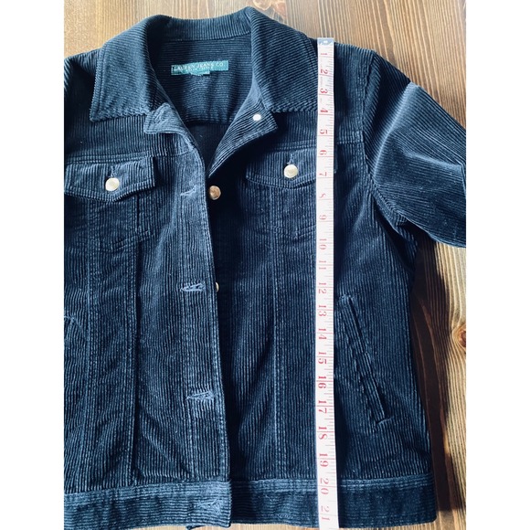 Vintage Lauren Jeans Co Ralph Lauren Black Corduroy Trucker Jacket Women Size M - Picture 13 of 16